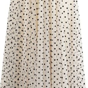 Chicwish Cream Maxi Skirt with Black Polka Dots